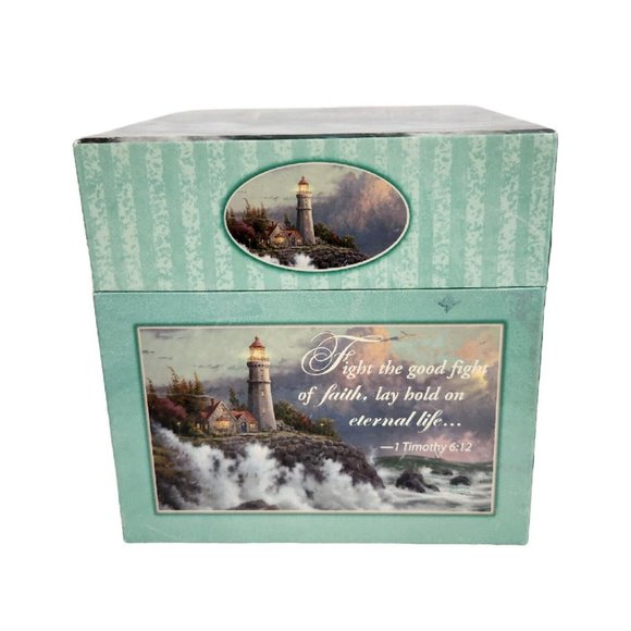 Vtg Thomas Kinkade Nesting Boxes Set Painter Of Light Amcal Scripture Lighthouse - Picture 2 of 14